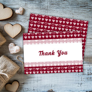 Elegant Burgundy Lace White Hearts Thank You Card