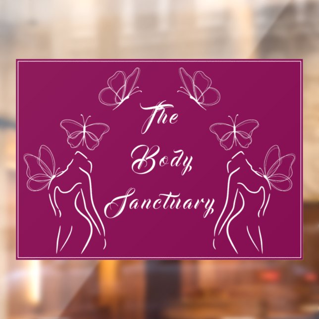 Elegant Burgundy Logo Women Body Care Promotional  Window Cling (Sheet 2)