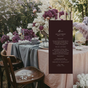 Elegant Burgundy Long Wedding Menu