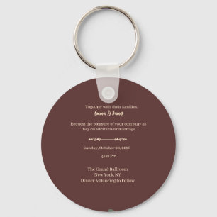 Elegant Burgundy Luxury Wedding Invitation Key Ring