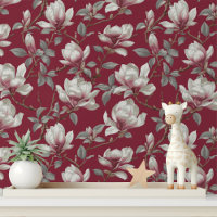 Elegant Burgundy Magnolia Peel and Stick