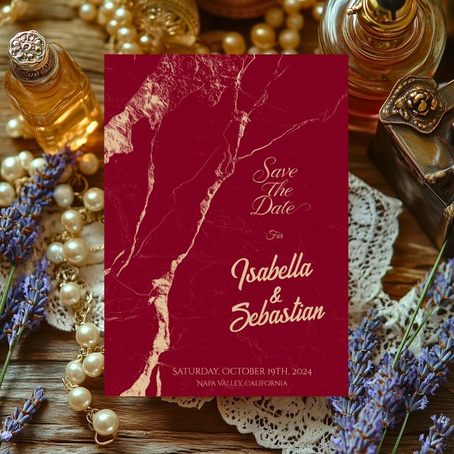 Elegant Burgundy Marble Save the Date weeding Invitation (Creator Uploaded)