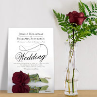 Elegant Burgundy Maroon Rose Classy Script Wedding