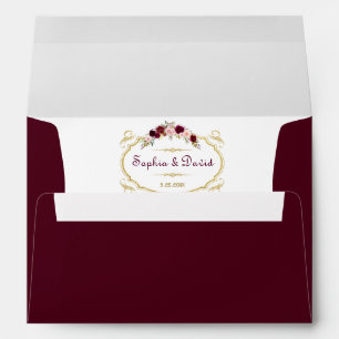 Elegant Burgundy Marsala Floral Fall Wedding Envelopes