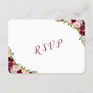 Elegant Burgundy Marsala Floral Fall Wedding RSVP Card