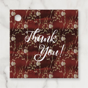 Elegant Burgundy Marsala Floral Party Favour Tags