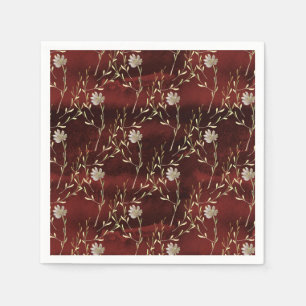 Elegant Burgundy Marsala Floral Party Paper Napkin