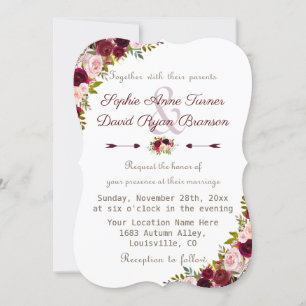 Elegant Burgundy Marsala Floral Wedding Invitation
