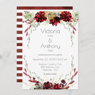 Elegant Burgundy Marsala Succulents Wedding Invitation