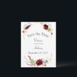 Elegant Burgundy Marsala Succulents Wedding Save The Date<br><div class="desc">This design is a beautiful presentation of simple succulents in burgundy colours that make this “Save the Date” design so elegant. Vines and leafy greens give this a romantic feel. The burgundy succulents blend perfectly with the pretty burgundy and white stripe pattern on the back. Simply lovely for any season....</div>