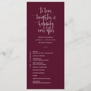 Elegant Burgundy Minimal QR Code Wedding Flat Programme