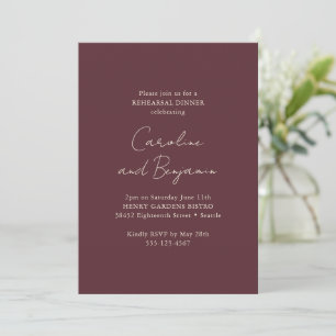 Elegant Burgundy Minimalist Rehearsal Dinner Invitation
