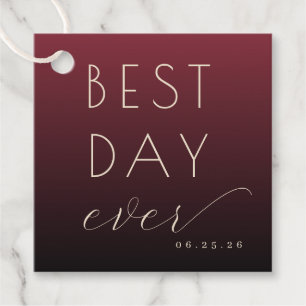 Elegant Burgundy Minimalist Wedding Favour Tag