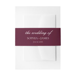 Elegant Burgundy Minimalist Wedding Invitation Belly Band