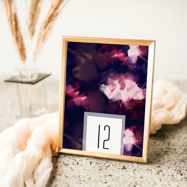 Elegant Burgundy Modern Brush Stroke Wedding Table Number (Creator Uploaded)
