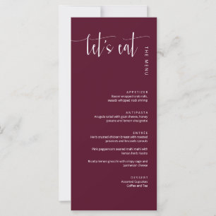 Elegant Burgundy Modern Let's Eat Thank You Menu