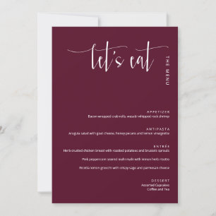 Elegant Burgundy Modern Let's Eat Thank You Menu