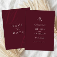 Elegant Burgundy Monogram Modern Wedding