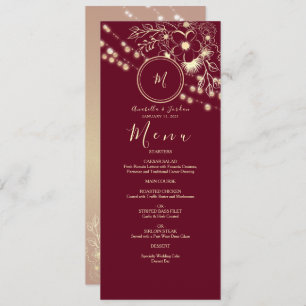 Elegant Burgundy Monogram Wedding Menu