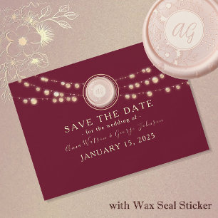 Elegant Burgundy Monogram Wedding Save The Date