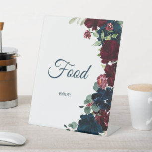 Elegant Burgundy & Navy Blue Shower Food Sign