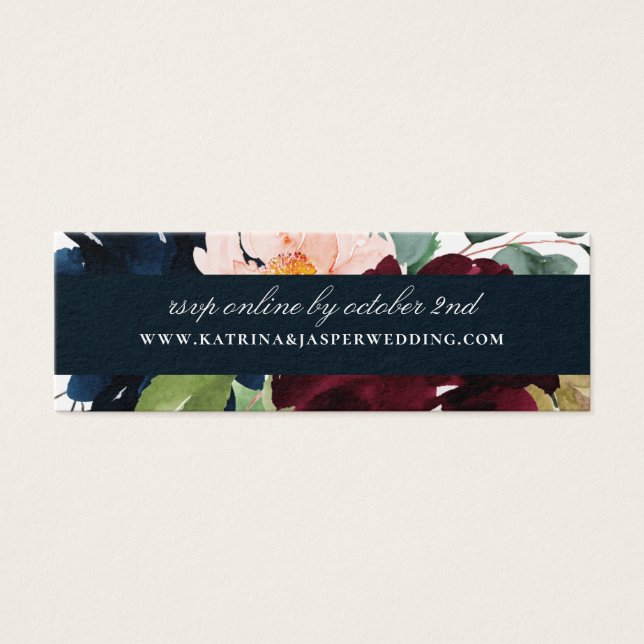 Elegant Burgundy Navy Floral Wedding Website RSVP (Front)