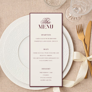 Elegant Burgundy Old Money Wedding Menu