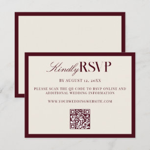 Elegant Burgundy Old Money Wedding RSVP Card