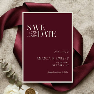 Elegant Burgundy Old Money Wedding Save The Date