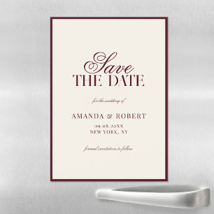 Elegant Burgundy Old Money Wedding Save the Date Magnetic Invitation
