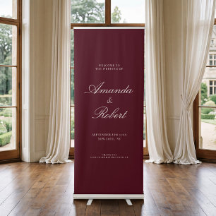 Elegant Burgundy Old Money Wedding Welcome Retractable Banner