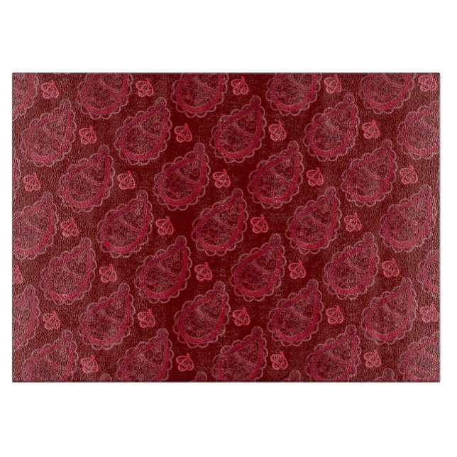 Elegant Burgundy Paisley Pattern Cutting Board (Front)