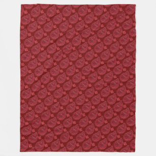 Elegant Burgundy Paisley Pattern Fleece Blanket
