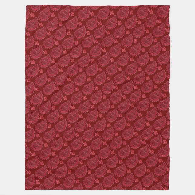 Elegant Burgundy Paisley Pattern Fleece Blanket (Front)