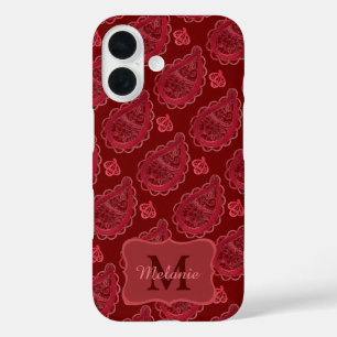 Elegant Burgundy Paisley Pattern Personalised iPhone 16 Case