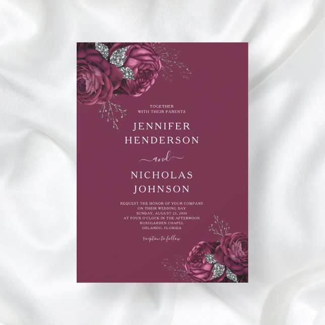 Elegant Burgundy Peonies Floral Wedding Invitation (Creator Uploaded)