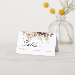 Elegant burgundy peonies place cards