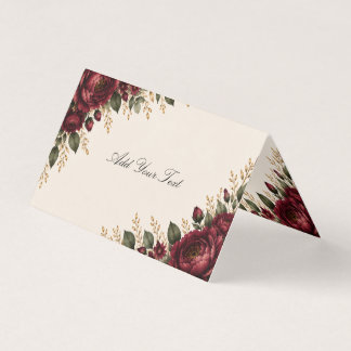 Elegant Burgundy Peony Wedding Folded Card
