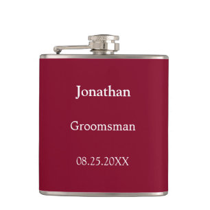 Elegant Burgundy Personalised Groomsman Flask