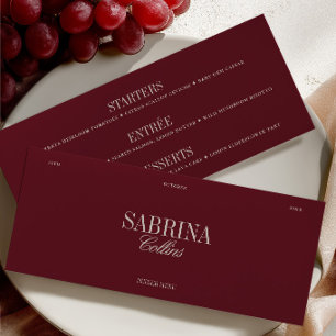 Elegant Burgundy Personalised Guest Name Wedding Menu