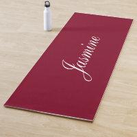 Elegant Burgundy Personalised Name Yoga Mat