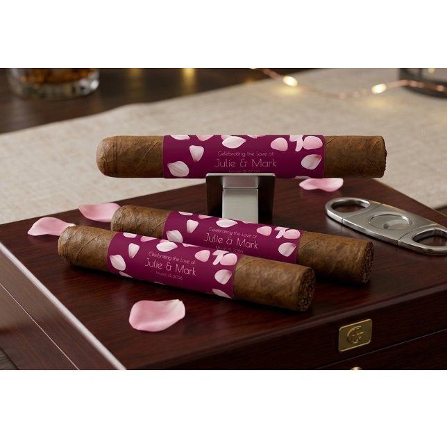 Elegant Burgundy Petals Wedding Custom Cigar Wrap (Creator Uploaded)