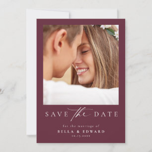 Elegant Burgundy Photo Wedding Save The Date