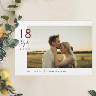 Elegant Burgundy Photo Wedding Save the Date Invitation