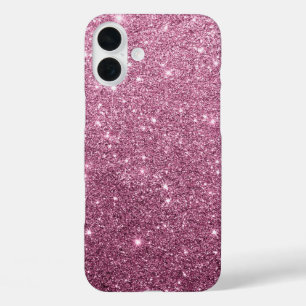 Elegant burgundy pink abstract girly glitter iPhone 16 plus case