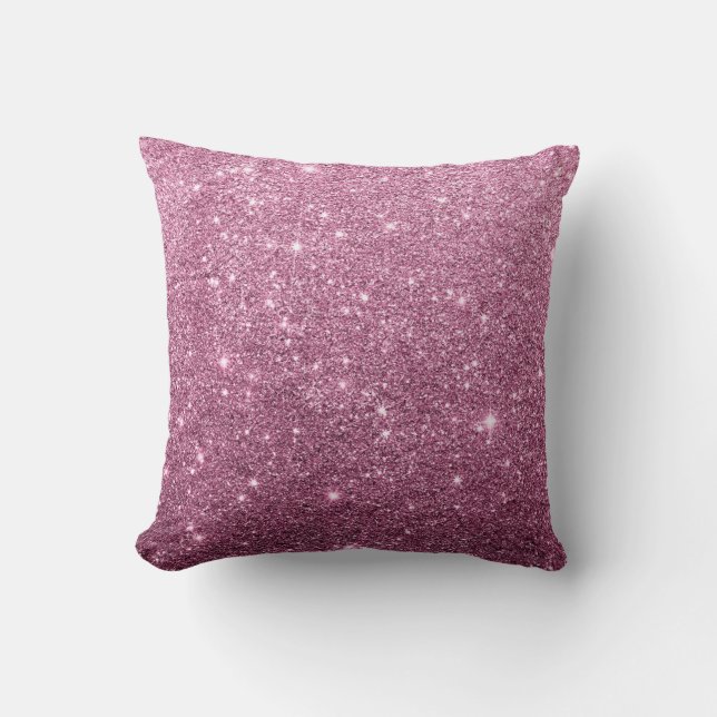 Elegant burgundy pink abstract girly glitter cushion (Front)