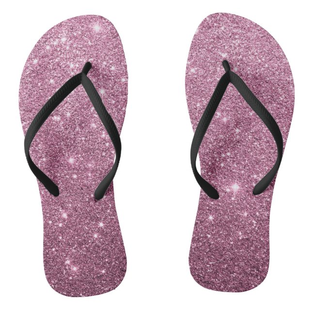 Elegant burgundy pink abstract girly glitter flip flops (Footbed)