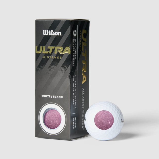 Elegant burgundy pink abstract girly glitter golf balls (Packaging)