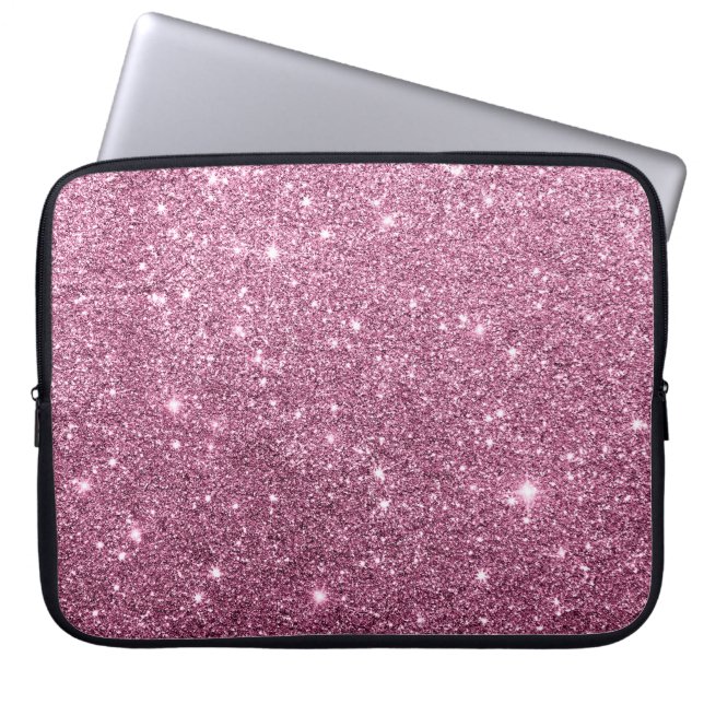Elegant burgundy pink abstract girly glitter laptop sleeve (Front)