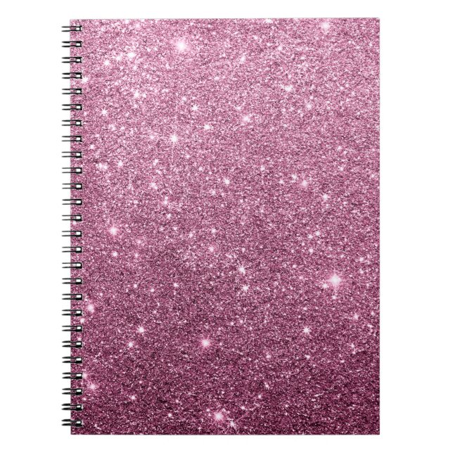 Elegant burgundy pink abstract girly glitter notebook (Front)